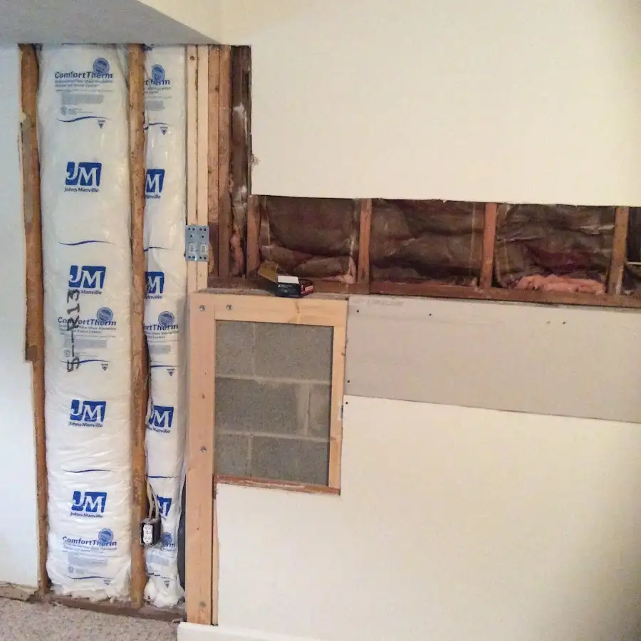 Wall insulation replacement during Basement Flood Cleanup in New Castle